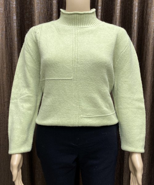 Green High Neck Knitted Pullover