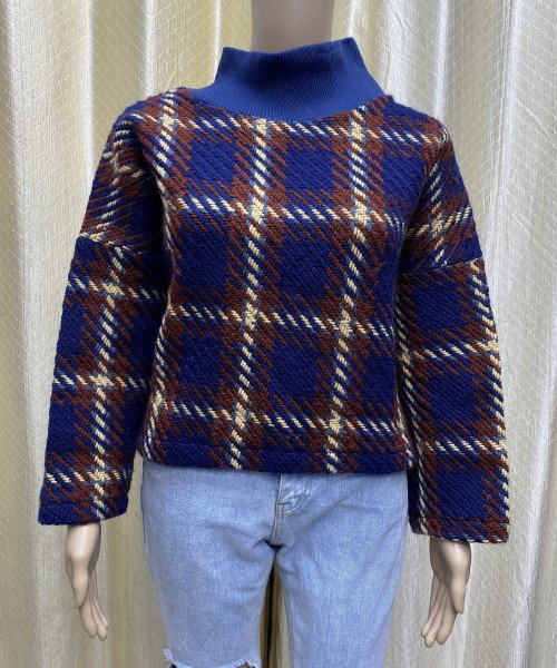 Brown With Blue Knitted Pullover