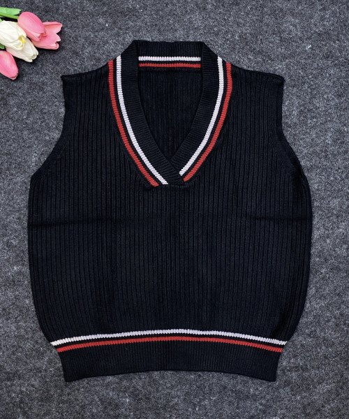 Black V neck Sweater Vest