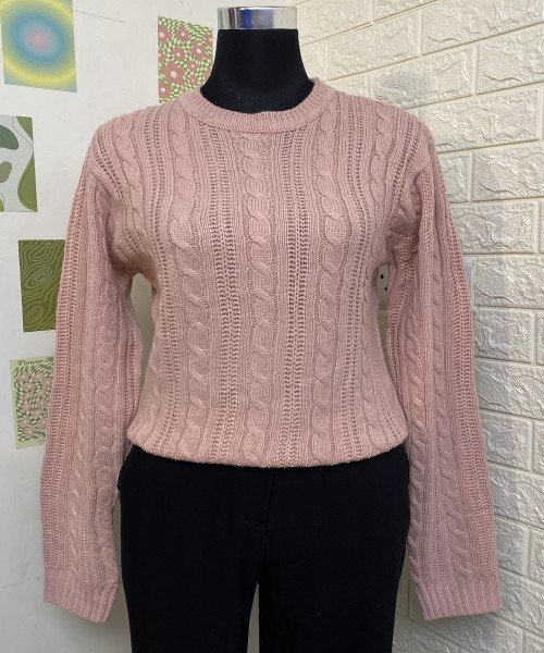 Lemonade Pink Colour  Knitted Pullover