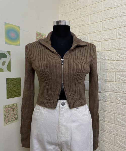 Brown  Knitted  Zipper