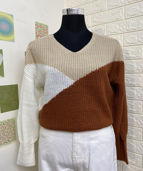 Brown With White Winter Pullover