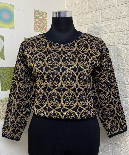 Black With Golden Colour Pullover