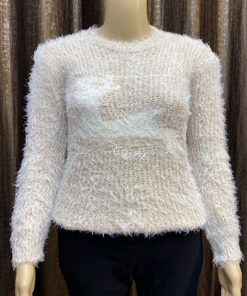 Peach With White Print Fur Pullover