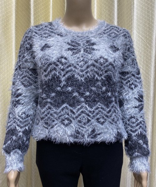 Black With White Fur Pullover