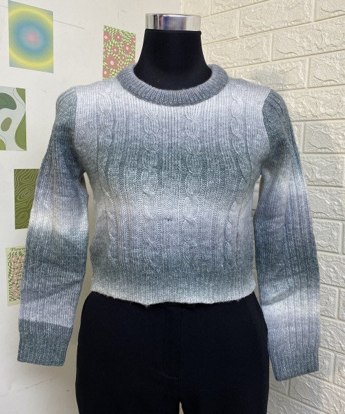 Grey  With  White  Winter  Pullover