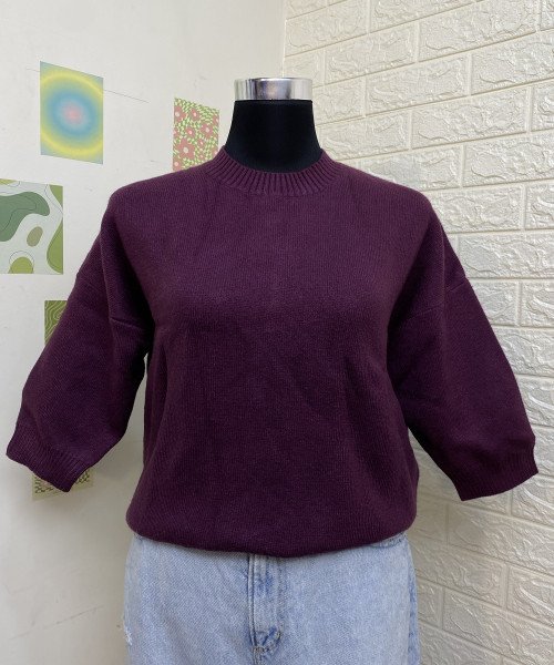 Wine Colour Knitted Pullover