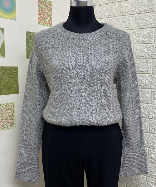 Grey Round Neck Winter Pullover