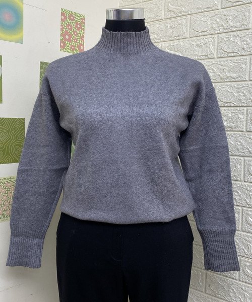 Grey Turtle Neck Winter Pullover