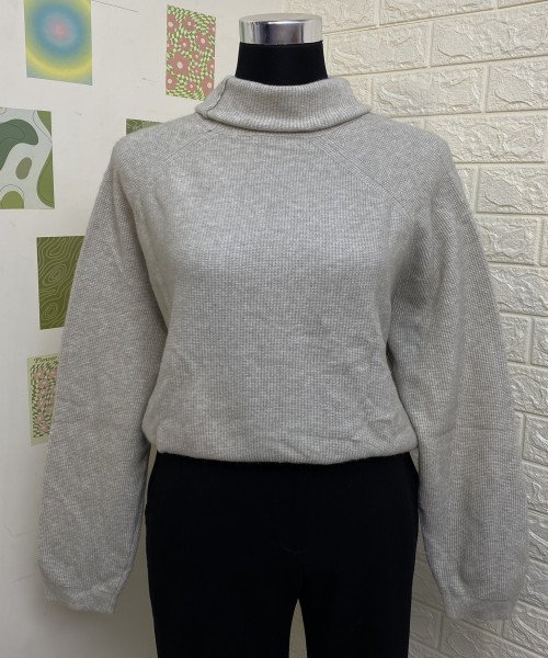 Grey High Neck Winter Pullover