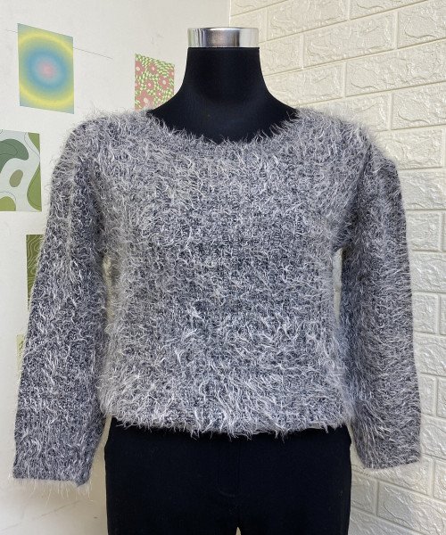 Black and  White Fur  Pullover