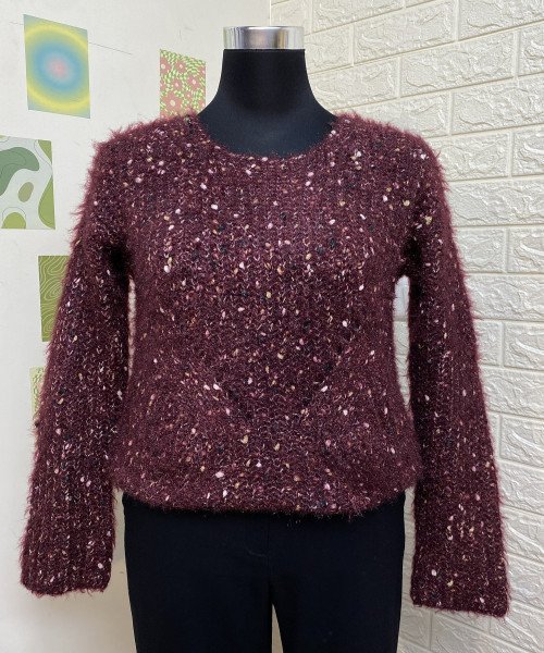 Wine Colour Fur Pullover