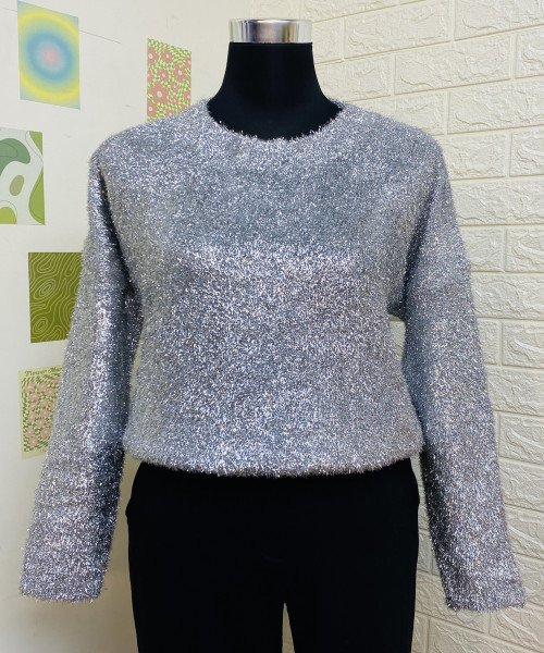 Silver Colour Fur Pullover