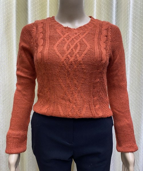 Orange Long Pre Winter Knitted Top