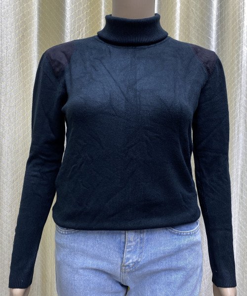 High Neck Black Pre Winter Top