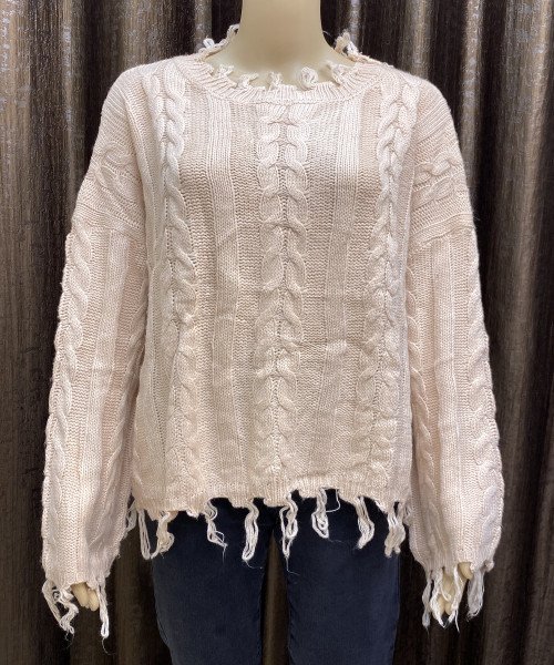 Light Pink Knitted Winter  Pullover