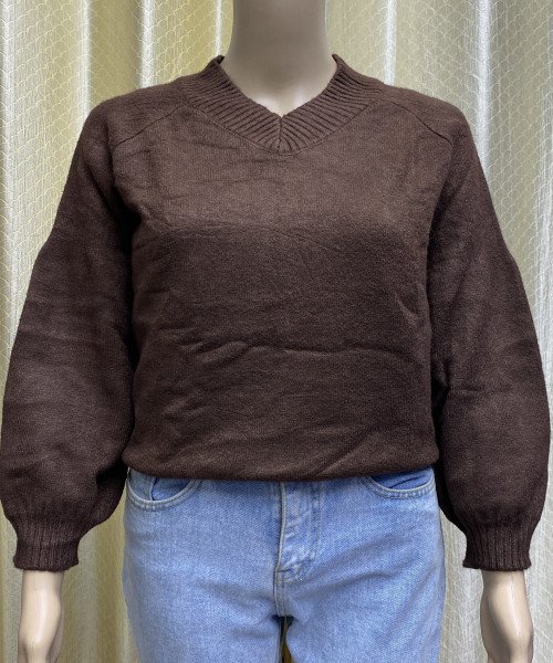 Brown Long Knitted Top