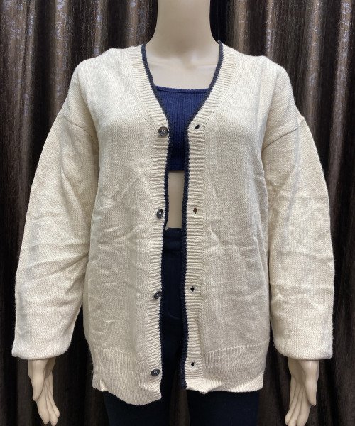 White With Black Line Knitted Shrug