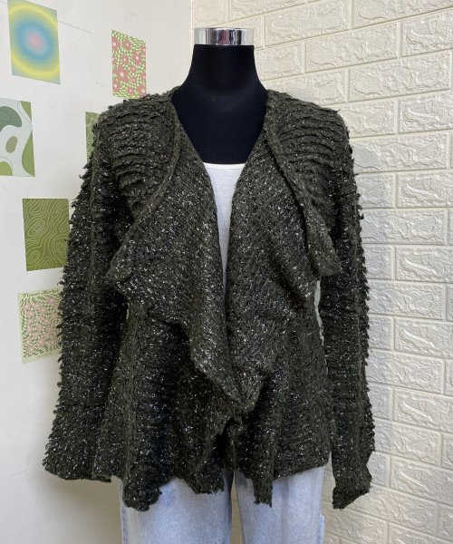 Seaweed Green Knitted Shrug