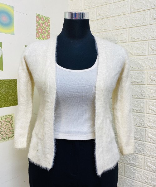 White Soft Fur Winter Shrug