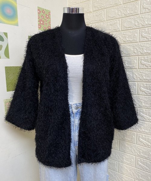 Black  Winter Fur  Shrug