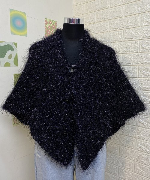 Black Fur Poncho