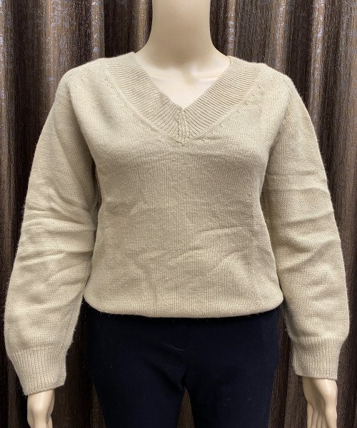 Camel V Neck Knitted Top