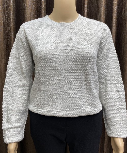 Grey Round Neck Knitted Top