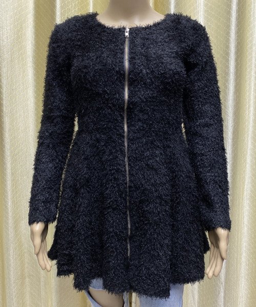 Black Frock Style Fur Pullover