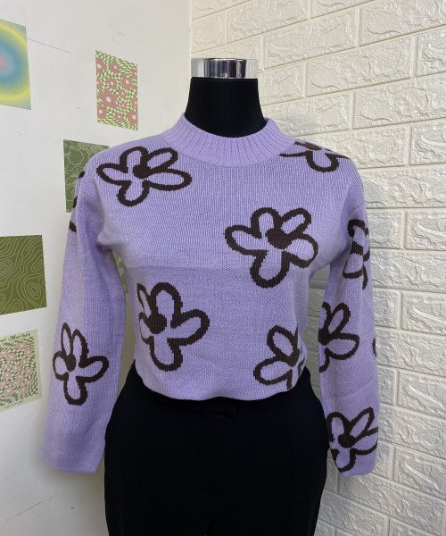 Purple With Black Knit Pullover