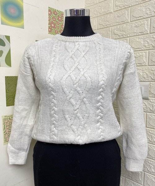 White Knit Pullover