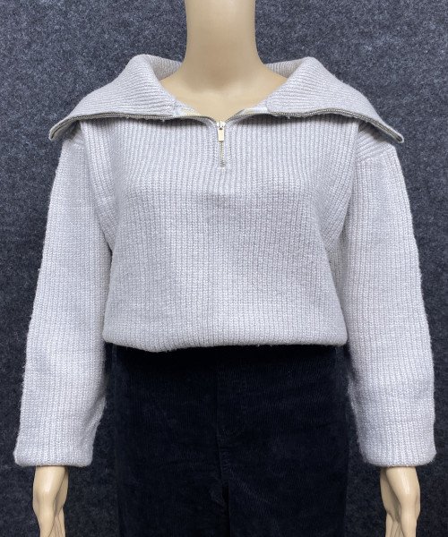 Grey Knitted  Winter Pullover