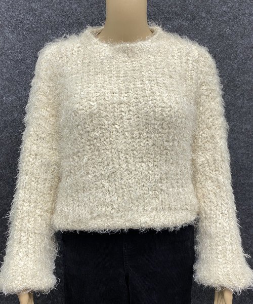 Off  White Round  Neck Winter  Fur Pullover