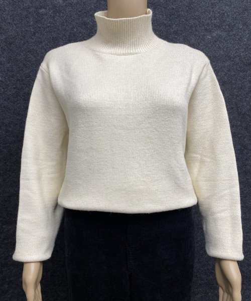 White High Neck Winter Knitted Pullover