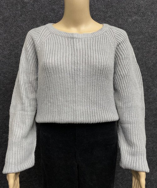 Grey  Round  Neck Winter Pullover