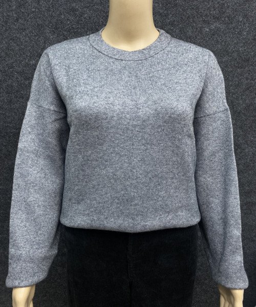 Grey Winter Round Neck Knit Pullover