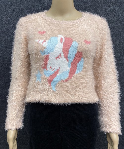 Light Pink Fur Printed Pullover