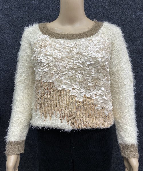 Off White With Brown Fur Pullover