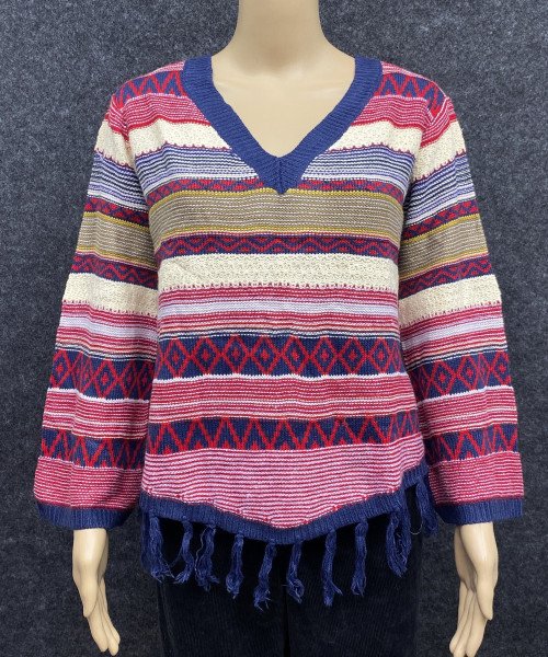 V Neck Multi Colour Knit Pullover