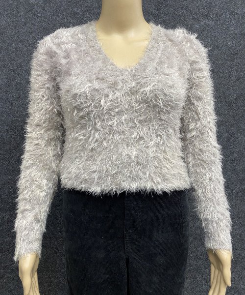 V Neck Winter Fur Pullover