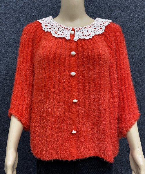 Red With White Fur Pullover