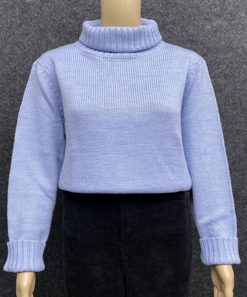 Sky  Blue  High Neck Knitted Pullover