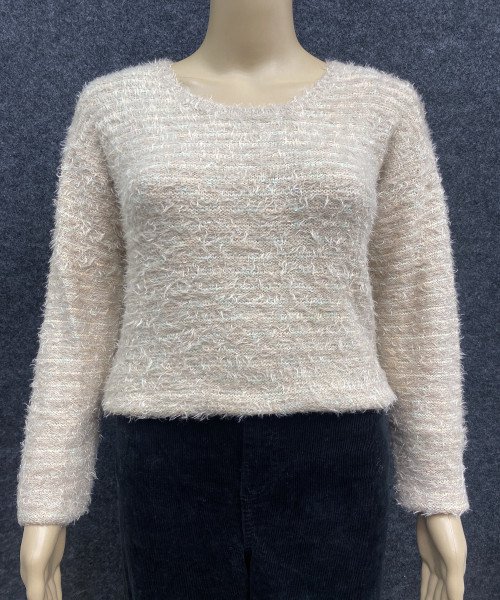 Light Pink Round Neck Fur Pullover