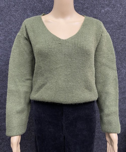 V Neck  Knitted  Pullover