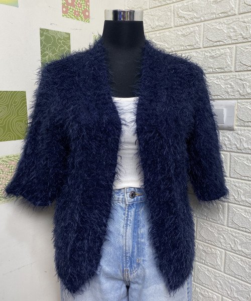 Navy Blue Winter Fur Shrug