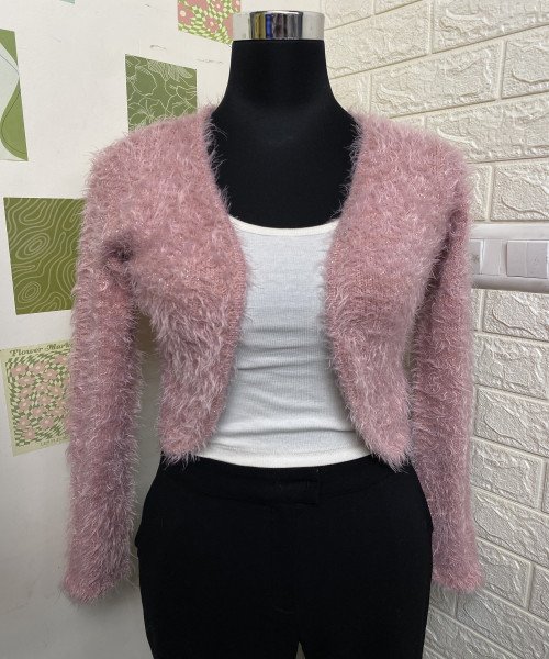 Pink Crop Fur Shrug