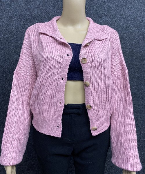 Pink  Winter Knitted Cardigan