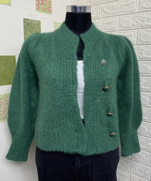 Green Winter Knitted Cardigan