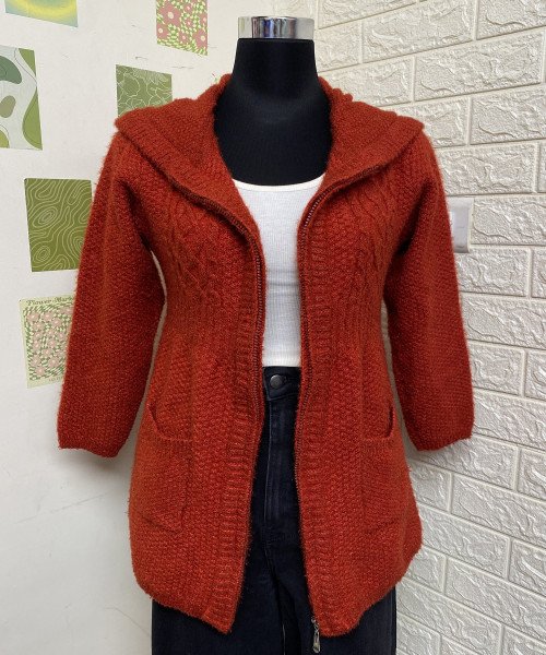 Red Winter Knitted Zipper