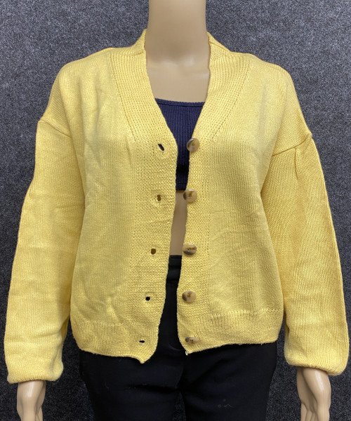 Women Yellow Winter Cardigan